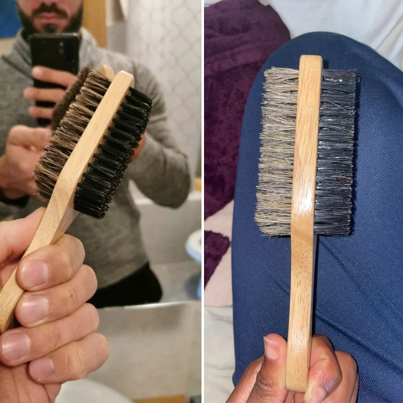 Beard Brush with Natural Woode - Men'S Grooming Product recension och pris