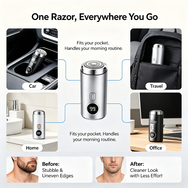 IPX7 Waterproof Pocket Sized E - Men'S Grooming Razor Kit recension och pris