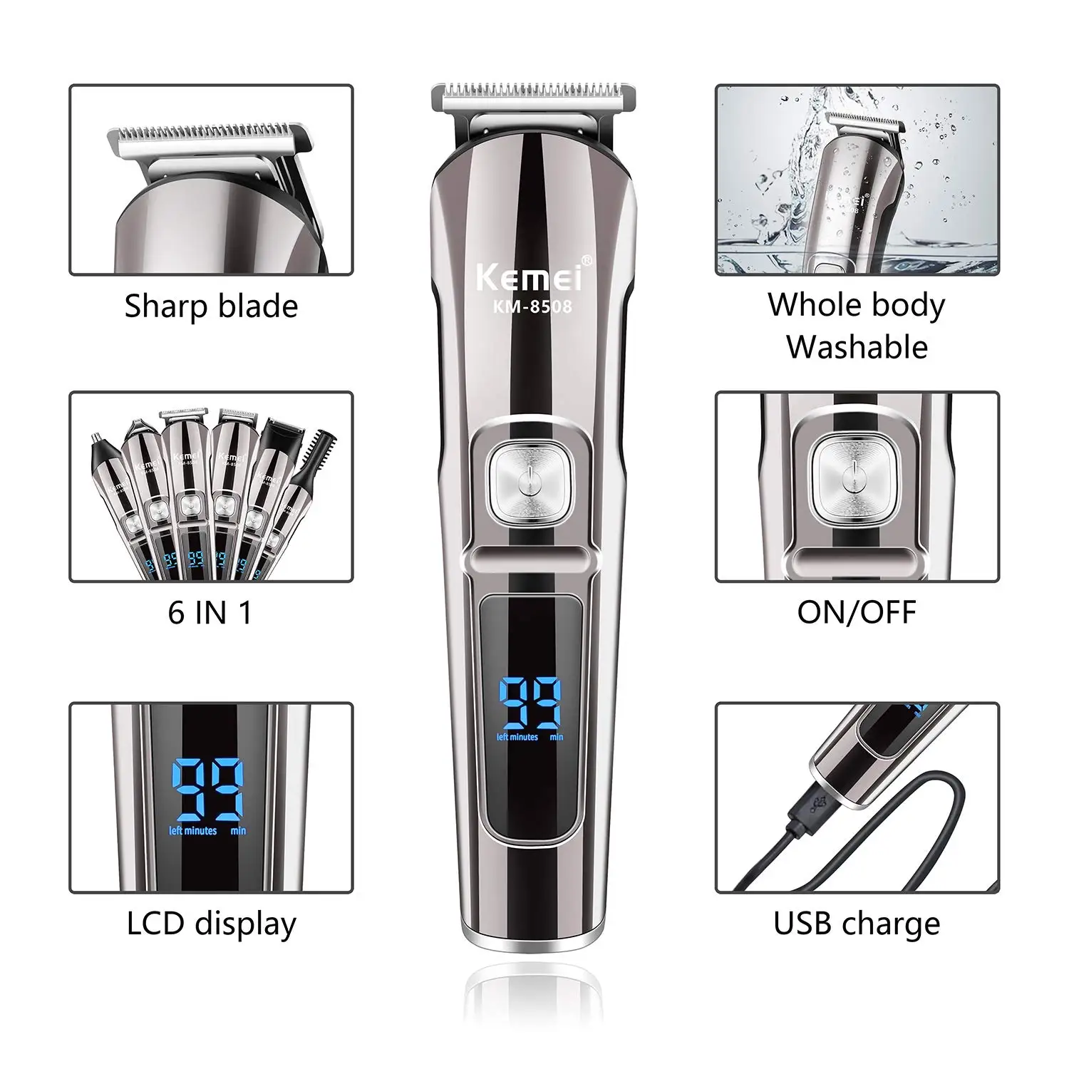Kemei Professional Multifuncti - Men'S Grooming Razor Kit recension och pris